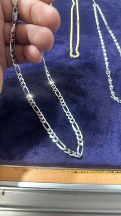 14k White Gold Figaro 16in