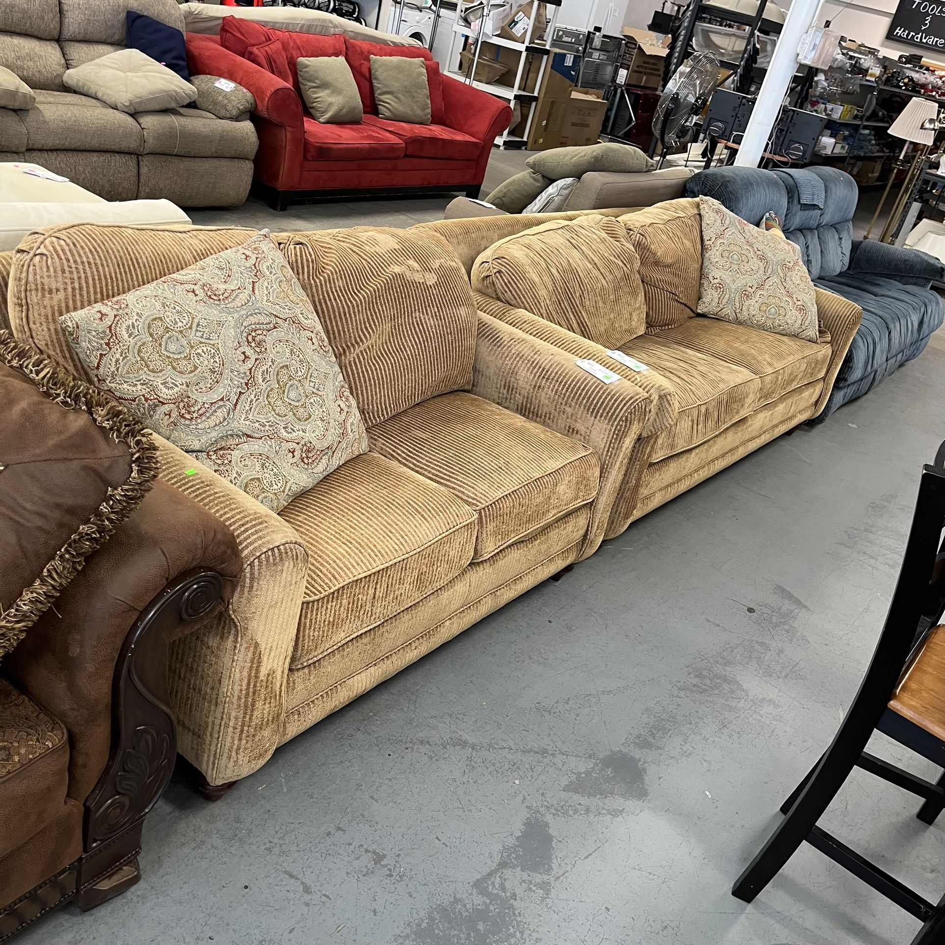 Golden Brown Couch And Loveseat (in Store)