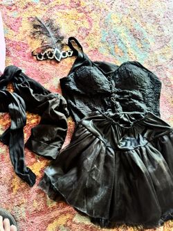 Saloon Girl Costume With Bodice, Skirt,tights.      Size M/L , And Feather Head Piece.$10 