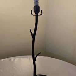 19” Black Iron Table Lamp Curved Branch Look With Simple Leaf Design Round Base