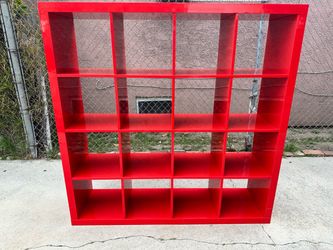 Red high gloss bookcase shelf unit open storage bookshelf