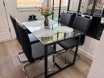 Black Dining Table Four Black Chairs