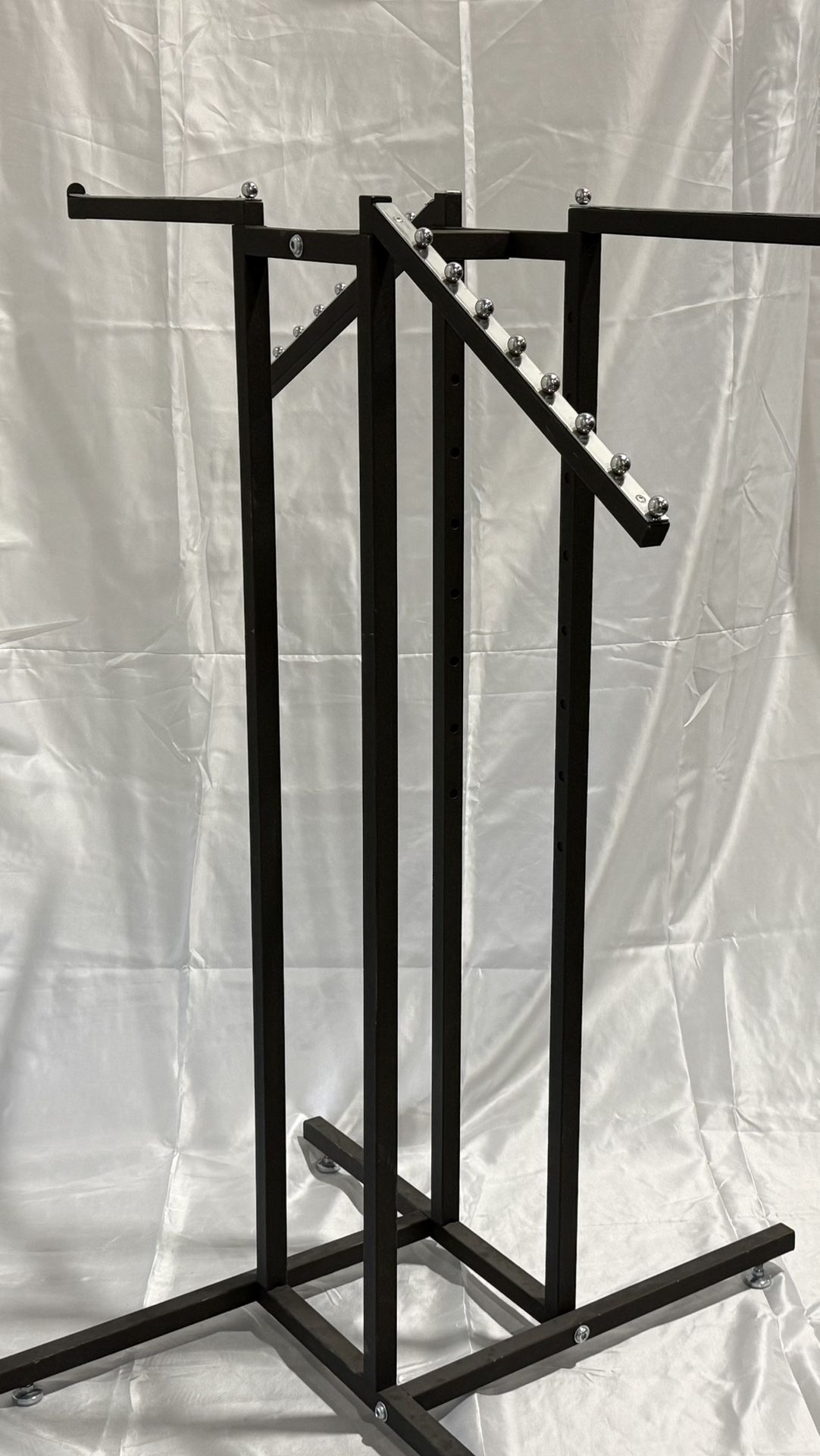Matte Black Heavy-Duty Clothing Racks – Adjustable 4-Way Arms