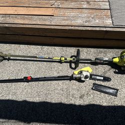 Ryobi gas trimmer + pole saw
