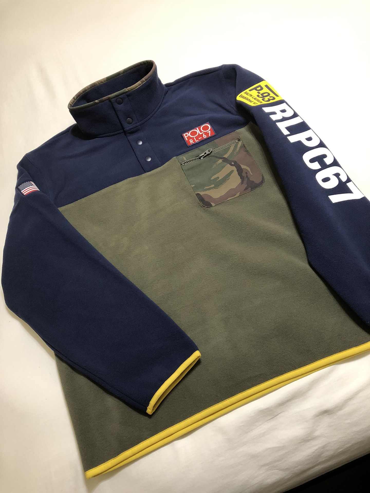 Polo Ralph Lauren Navy/Green/Camo 1/4 Zip Sweater RL 67