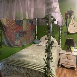 Twin size Bed With Mattress And Nightstand