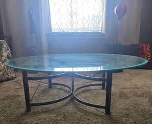 Round Glass Top Coffee Table Metal Base