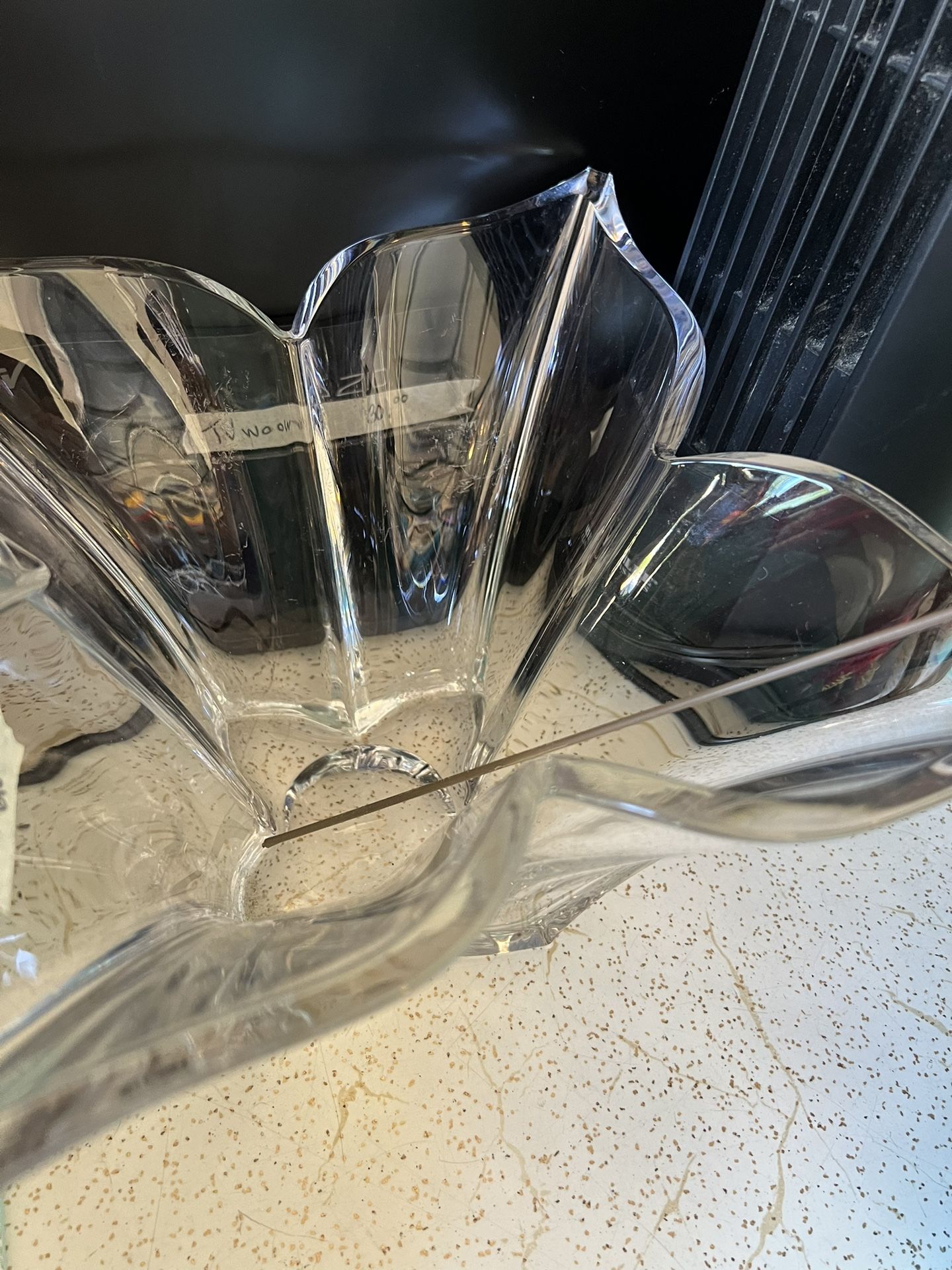 Vintage Decorative Tall Mikasa Floral Blooming Clear Crystal Glass Bowl 14”