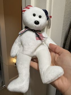 Ty Beanie Baby Liberty White Bear 2000 USA Flag Ears & Patch – Rare Collectible