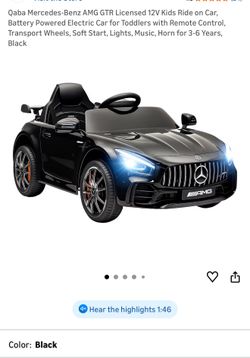 Mercedes-Benz AMG GTR Licensed 12V Kids Ride on Car, Battery Powered Electric Car for Toddlers with Remote Control, Transport Wheels, Soft Start,