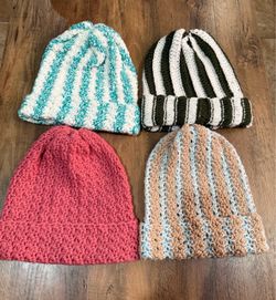 Handmade Crochet Beanies Set of 4