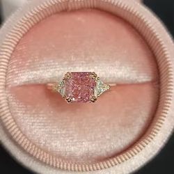 Brand New Rose Gold Vermeil Engagement Ring With 3CT Crushed Ice Fancy Pink SD