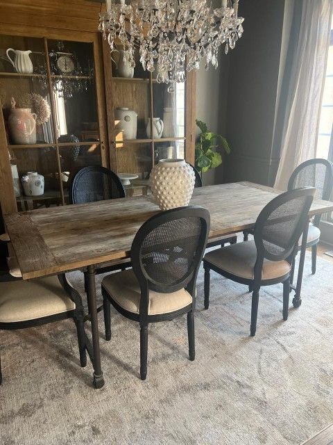 Restoration Hardware Vintage French Round Cane Back Dining Chairs