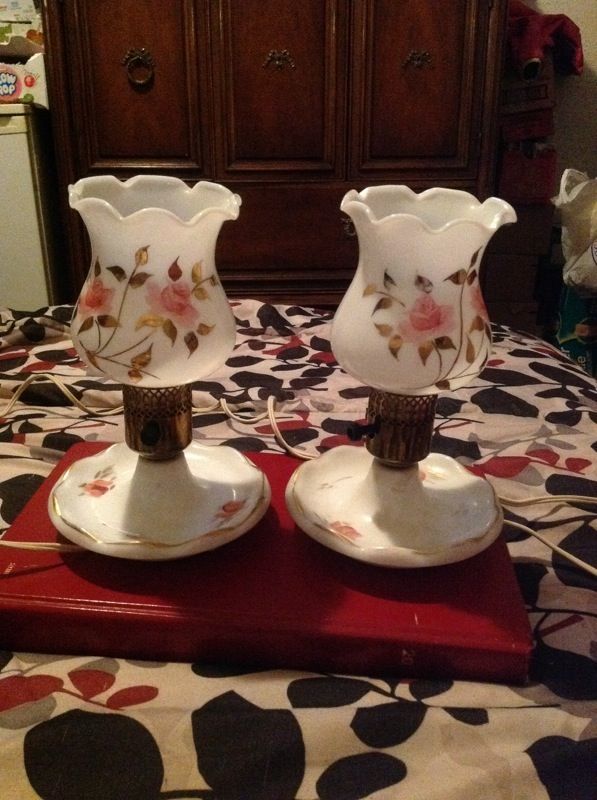 Vintage vanity, side table lamps