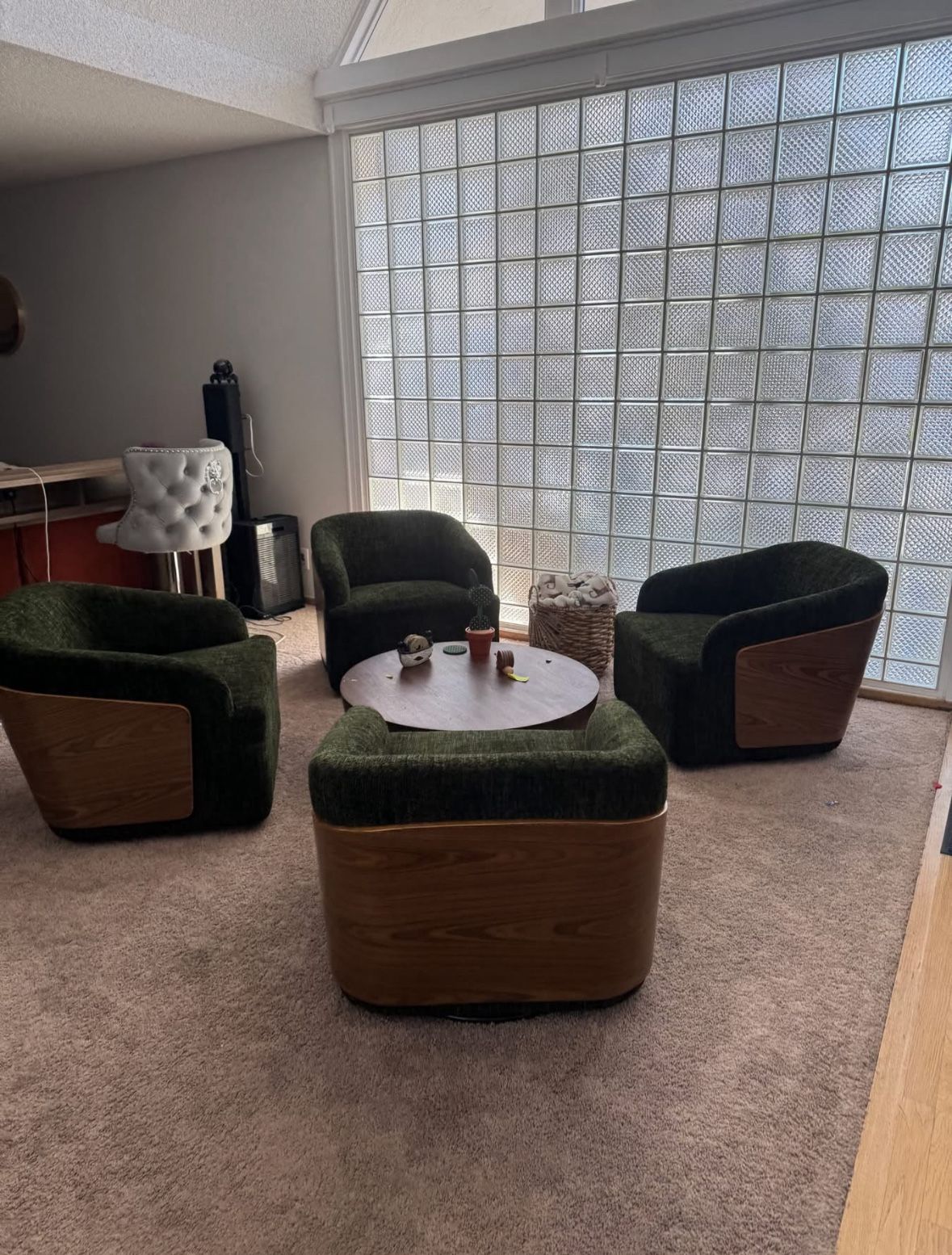 Green Accent Barrel Chairs 