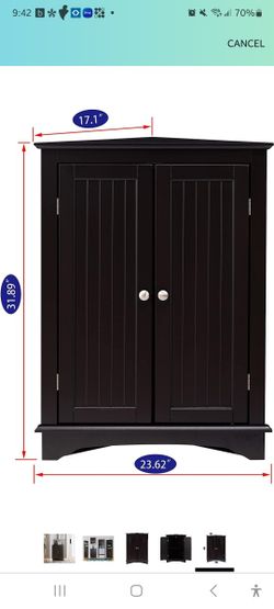 Espresso Corner Storage Cabinet, Like New