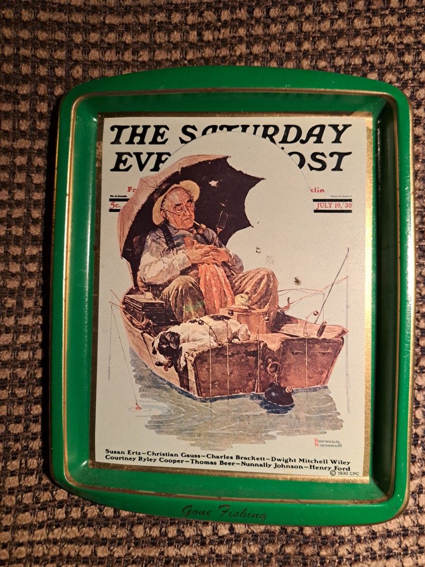 Norman Rockwell Collextor Series Tray Gone Fishing