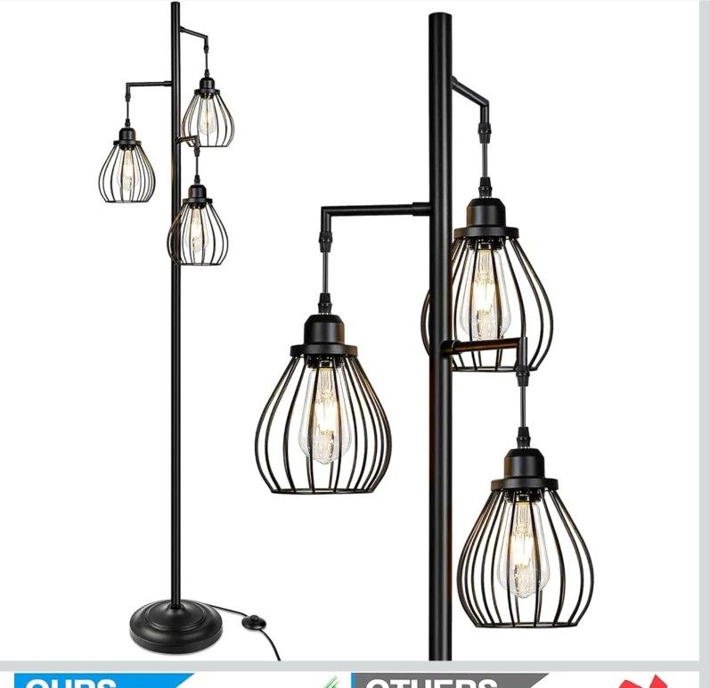 Industrial Tree Floor Lamp for Living Room