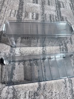 Clear Plastic Divided Storage Organizer Bins Set of 2