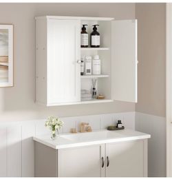 White Wood Wall-Mounted Bathroom Cabinet
