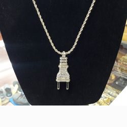 14K Gold Plated CZ Pendant With Necklace