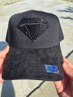 Caps Fans Black Rhinestone Diamond Baseball Cap