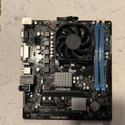 ASRock 760GM-HDV Motherboard + CPU Combo