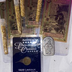 Real gold quarterbacks half one, 220 ounce gold 12 ounce rest in peace one 1909 Lincoln