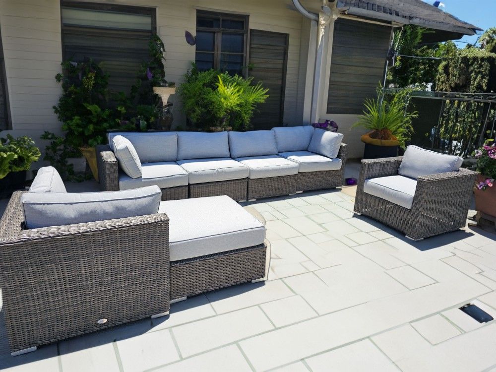 New Sunbrella Outdoor Patio Furniture Lounge Wicker Set