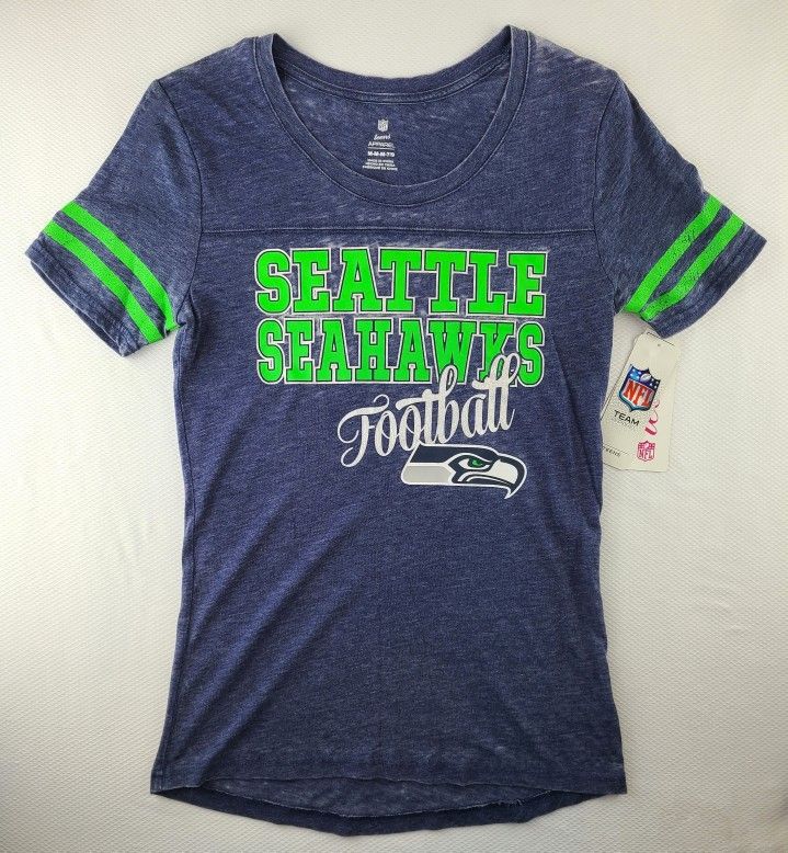 Seahawks Teen Girls T-Shirt Burnout, Silver Accent M