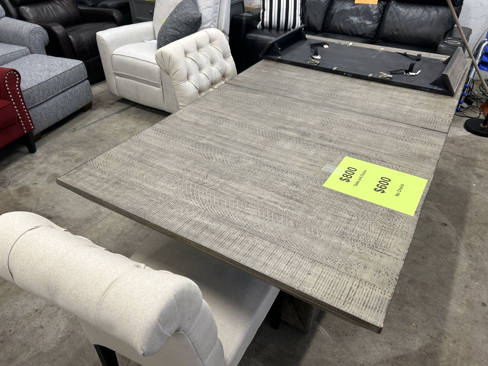 80” X 42” Table Plus 4 White Tufted Chairs