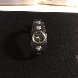 Beautiful Vintage Ladies Nixon Watch - Sometimes Naughty - Aggressive Black Leather Band - Super Cool