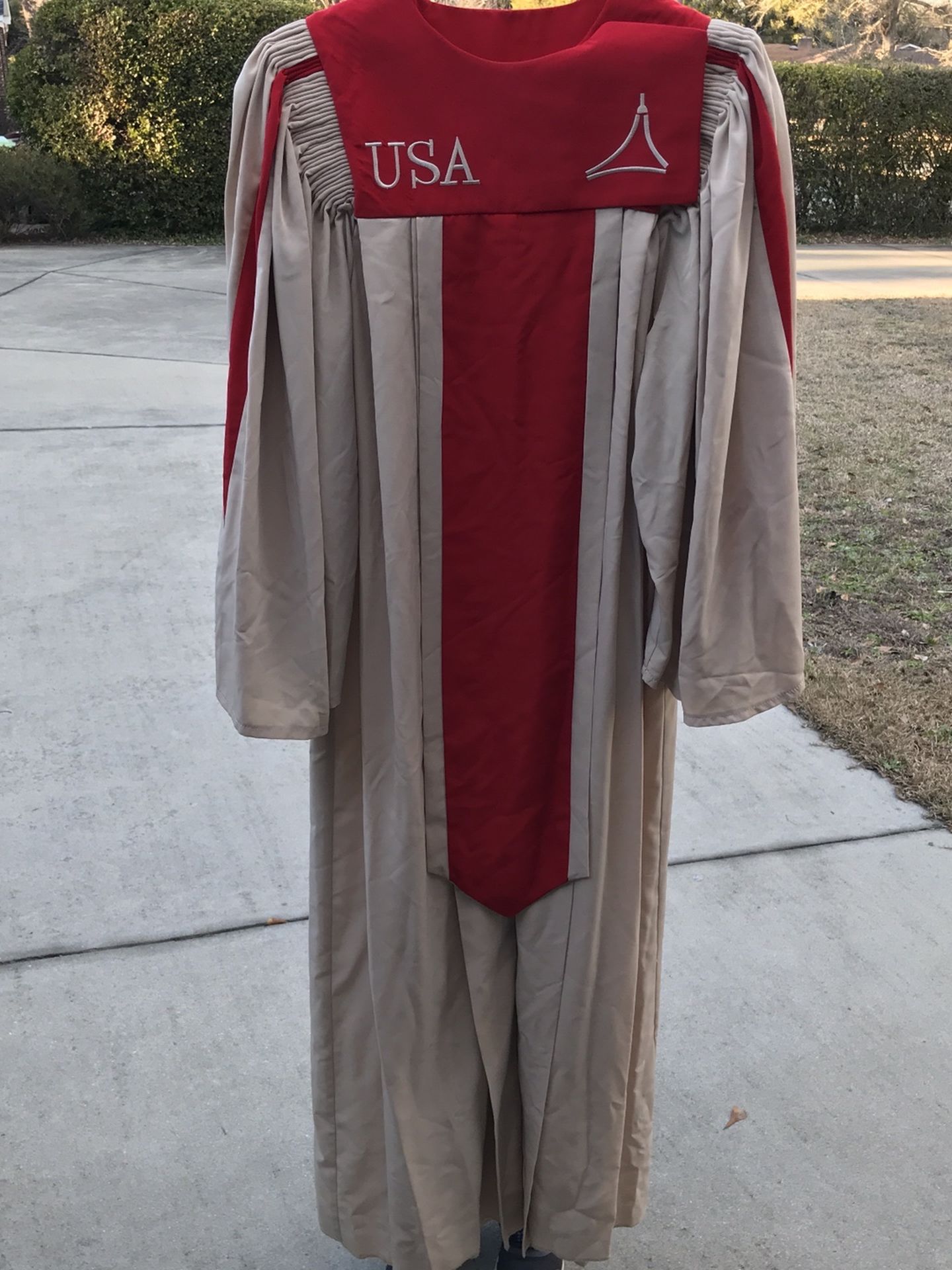 Brand New Choir Robe, Red & Cream, Size Medium