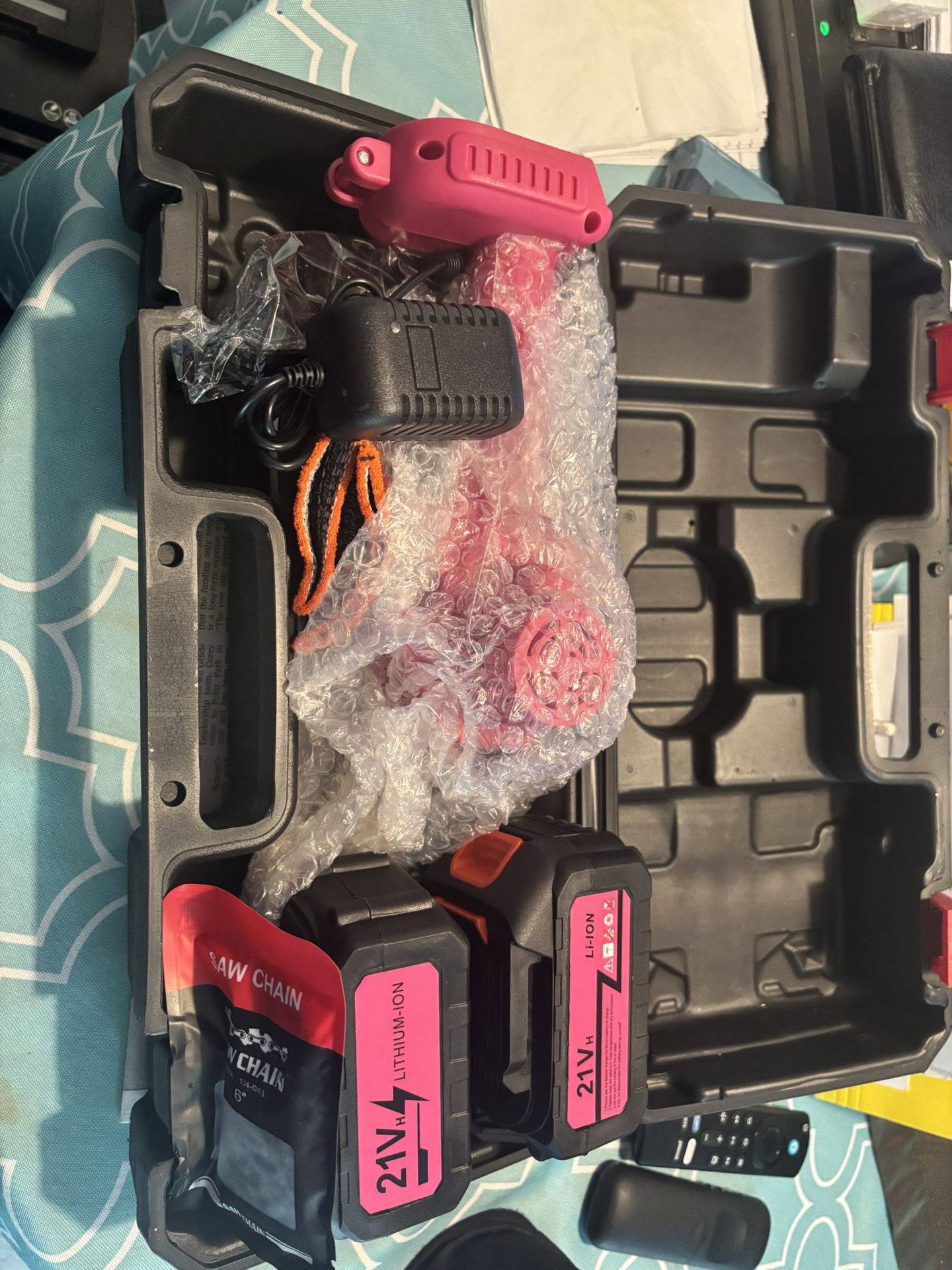 3 Brand new 6 inch cordless chainsaw with case