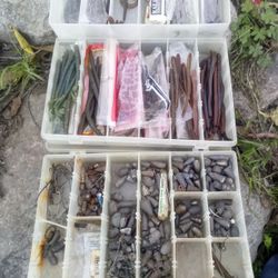 Assorted Fishing Weights  Lures and Hooks