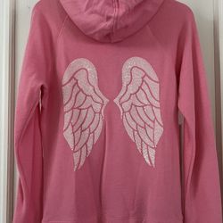 Victorias Secret Supermodel Essentials Sequins Bling Angel Wing Hoodie sz Medium 