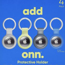 Protective Holder with Carabiner-Style Ring for Apple AirTag, Silicone, Multi Colors, 4 Pack