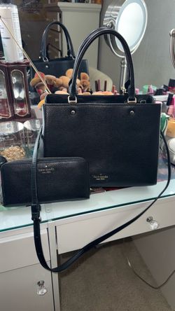 Pre loved Kate Spade Black Leather Satchel and Wallet Set