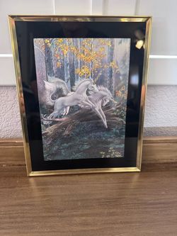 Framed Jumping Unicorn Print
