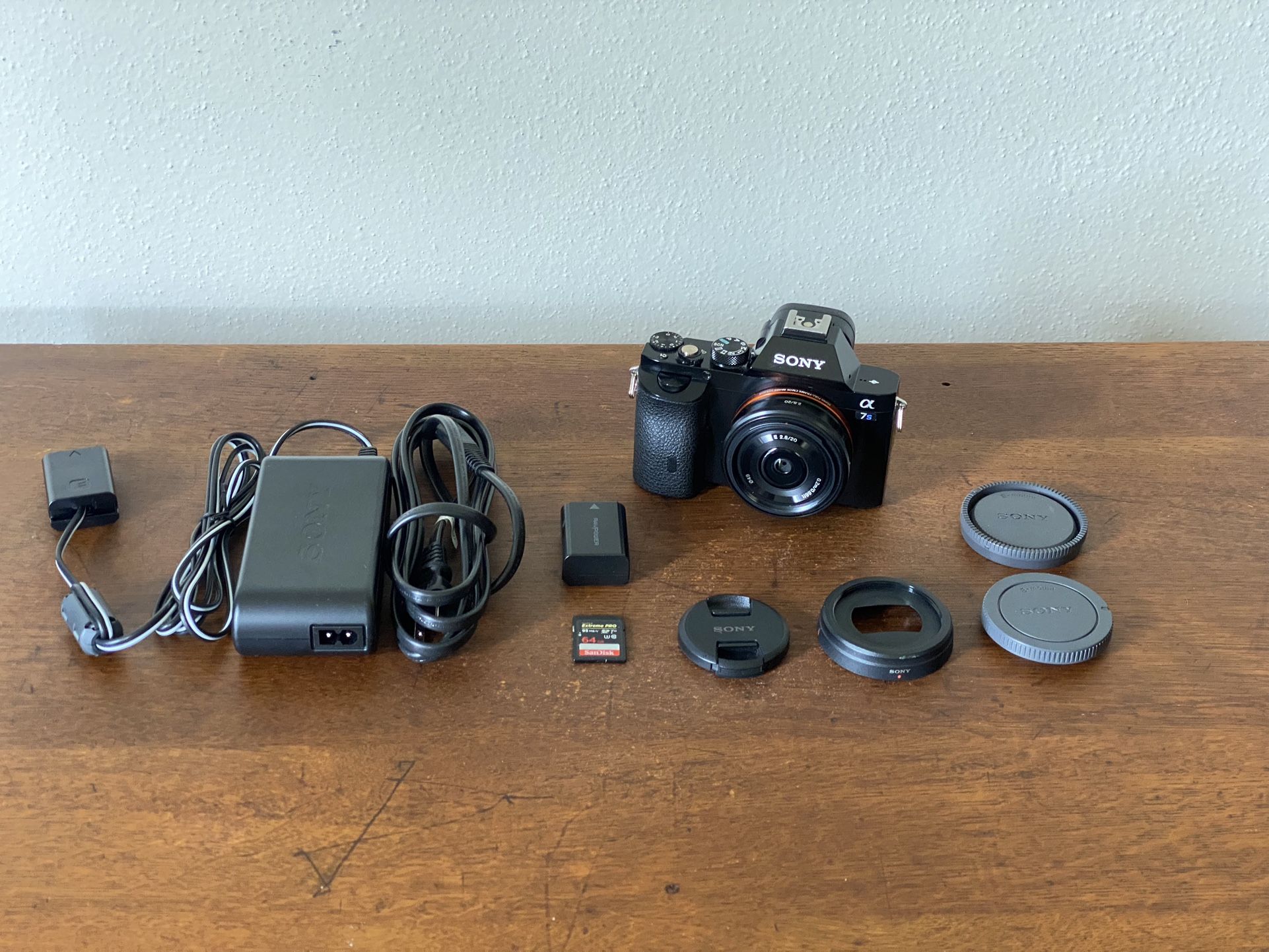 Sony A7s with 20mm 2.8 Lens - Battery, and Sd Card