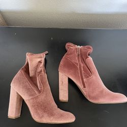 Pink Velvet Booties