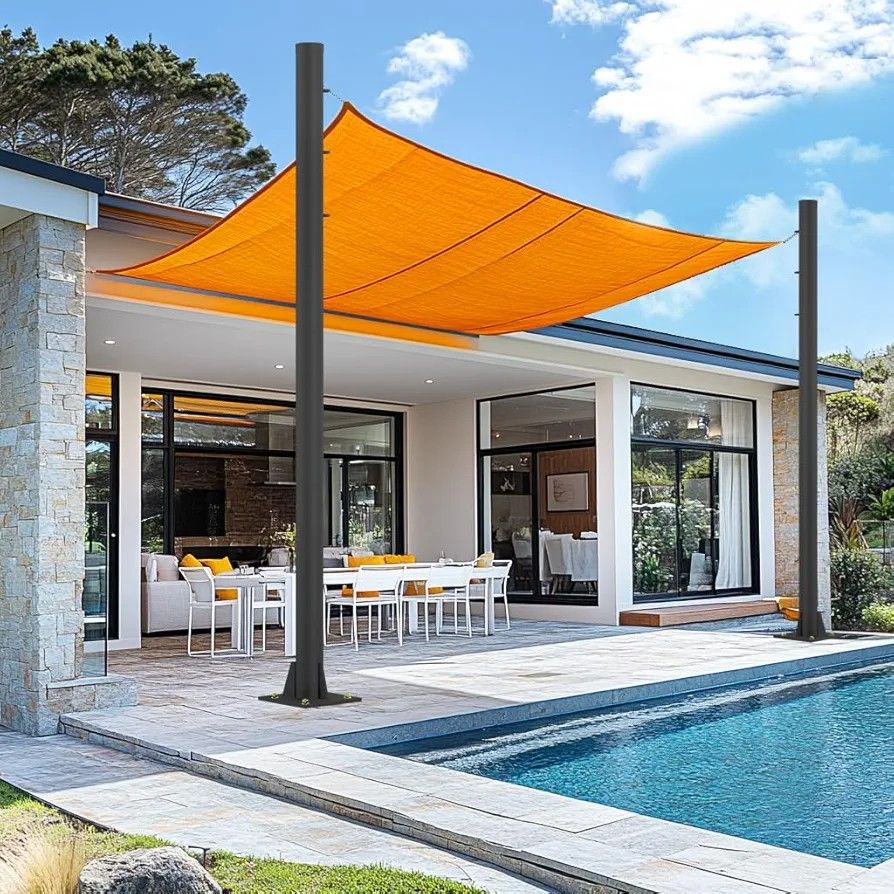 2 Pack Shade Sail Poles, 10.1 FT Outdoor Sun Shade Poles for Deck, 2.4