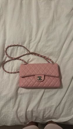 pink channel lambskin leather flapbag