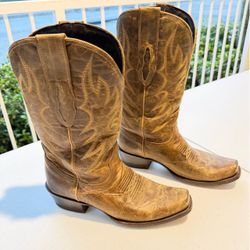 Denver Tan Leather Western Cowboy Boots