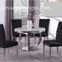 5 PCS Chios Collection Modern Faux marble top dining set-available in 2 colors Now 1379.00 Free Delivery 🚚 