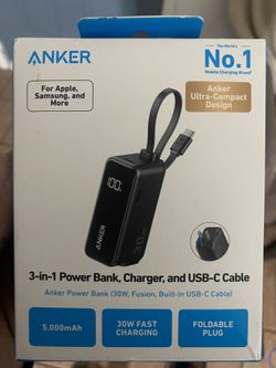 ANKER 3-in-1 Power Bank, 5,000mAh Portable Charger