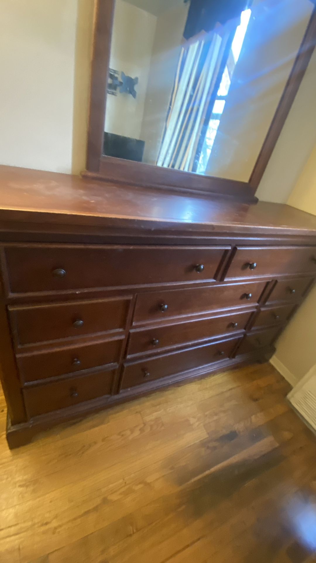 BIG SOLID WOOD DRESSER. && NIGHT STAND