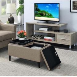 Convenience Concepts Designs4Comfort Magnolia Storage Ottoman with Trays