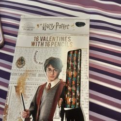 Harry Potter Wizarding World 16 Valentines Cards with 16 Pencils 