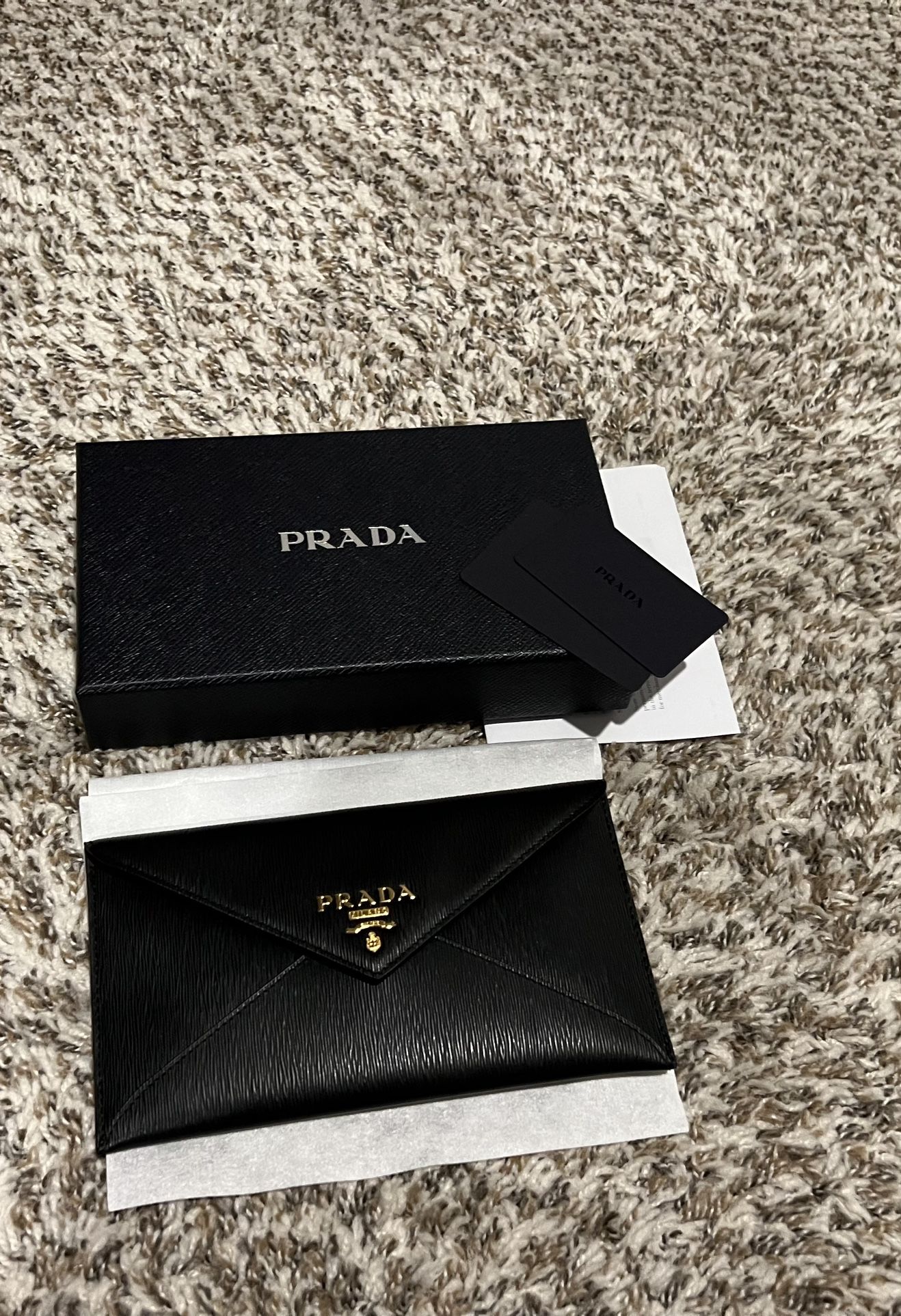NEW AUTHENTIC PRADA CLUTCH WITH RECEIPT AND ALL PACKAGING